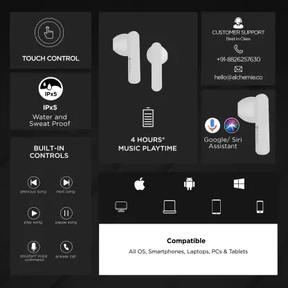 Nu Republic Rush X5 Bluetooth Headset (White, Red, True Wireless) Nu Republic Rush X5 Bluetooth Headset (White, Red, True Wireless)